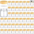 Norme 48 Pcs 4 oz Glass Jars with Lids Empty Small Glass Containers and Inner Liners Reusable Cosmetic Jars Round Airtight Bottles with Plastic Woodgrain Lids for Travel
