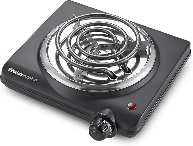 Elite Gourmet ESB100B Countertop Single Coiled Burner Electric Hot Plate, Temperature Control, Indicator Light, Easy to Clean, Black (Pack of 8)