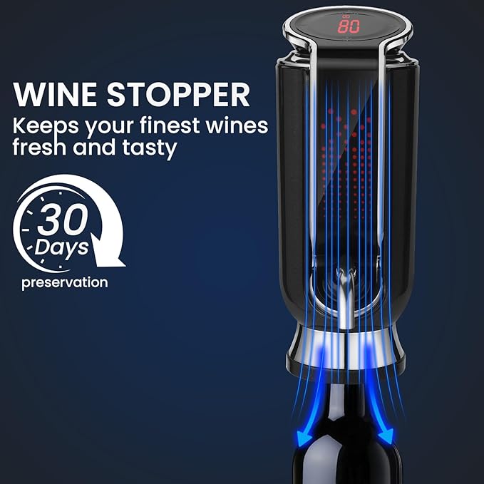 BLUBYEES Luxurious 4-in-1 Electric Wine Aerator, Decanter, Dispenser & Vacuum Saver with LED Display - Wine Pourer Gift for Women and Wine Lovers