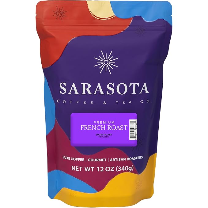 French Roast Whole Bean Coffee | Dark Roast European Coffee Beans | Extra Bold Strong | Low Acid, Specialty Grade | 12 oz