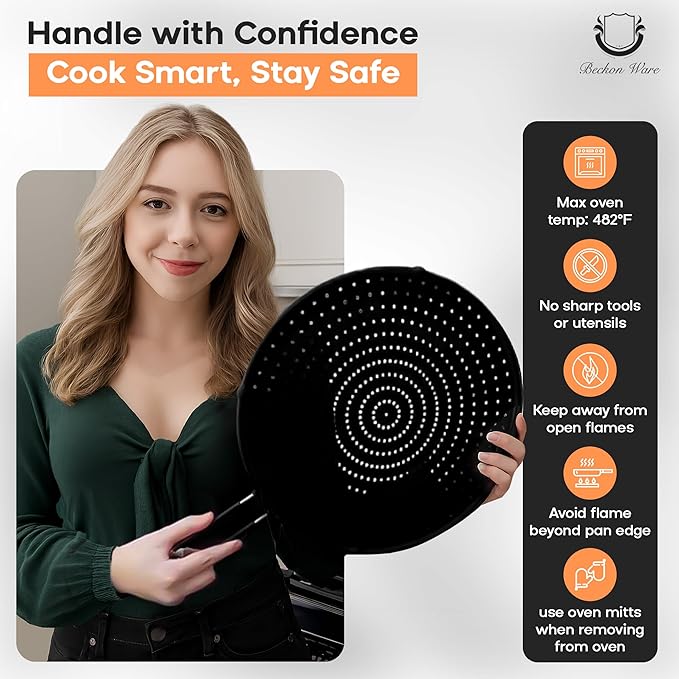 Splatter Screen for Frying Pan | USA Brand | 11-Inch Black, Fit Pans (6" to 11") Silicone Grease Splatter Guard for Frying Pan and Stove by Beckon Ware