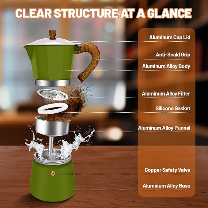 12 Cup Aluminum Espresso Stovetop Moka Pot Express Coffee Maker Percolator Italian Classic Mocha Coffee Machine for Italian and Cuban Cafe Brewing for Home & Camping 600ml 20oz