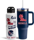 The Memory Company Officially Licensed NCAA 2-Pack Stainless Steel Tumbler Set, 34oz Team Spirit Water Bottle & 40oz Game Day Tumbler with Lid and Straw, BPA-Free Materials, Convenient Straw Design