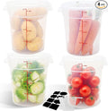 4 Pack 4QT Round Food Storage Containers with Lids | NSF, BPA-free PP containers with scale, label and measuring cup, stackable for prep, storage, freezer. Dishwasher safe