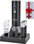 Electric Wine Opener Set with Base – Rechargeable Wine Bottle Opener with Foil Cutter, Wine Aerator and Wine Stoppers – Wine Accessories Gift for Wine Lovers