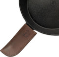 Hide & Drink, Rustic Hot Handle Holder, Fits 4-in-Long Skillet Pan Handles, Cast Iron Panhandle Potholder, Double Layered & Stitched, Handmade from Full Grain Leather, Bourbon Brown