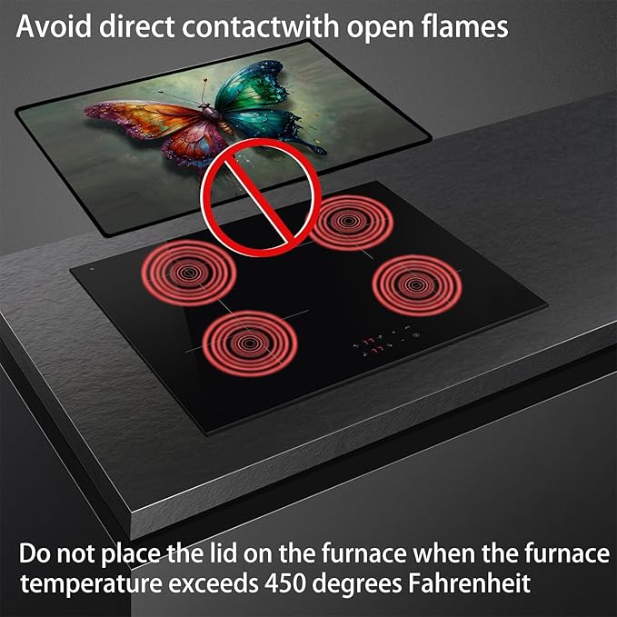 Stove Cover Stove Covers For Electric Stoves Foldable Multipurposeglass Top Protector Thick Natural Rubber Anti-Slip Coating Expands Usable Space (27.9inx20in) (butterfly33)