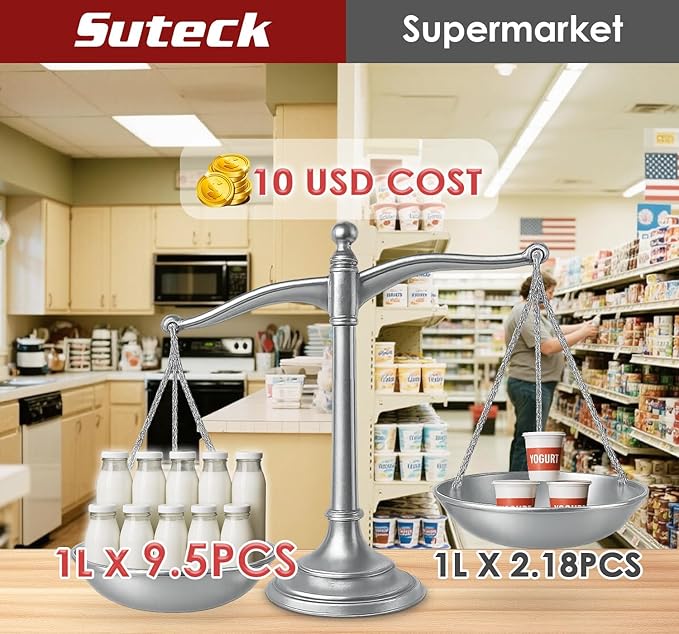 Suteck Yogurt Maker - Stainless Steel Yogurt Makers with Adjustable Time & Temp Control，Automatic Shut-Off & Constant Temper for Homemade Greek, Probiotic Yogurt, BPA-Free 8 Glass Jars (48 oz), Black