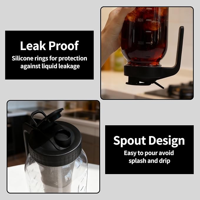 Messbecher aus Glas – Kaffeekanne mit Filter – Saftflasche mit Griff – Getränkeflasche