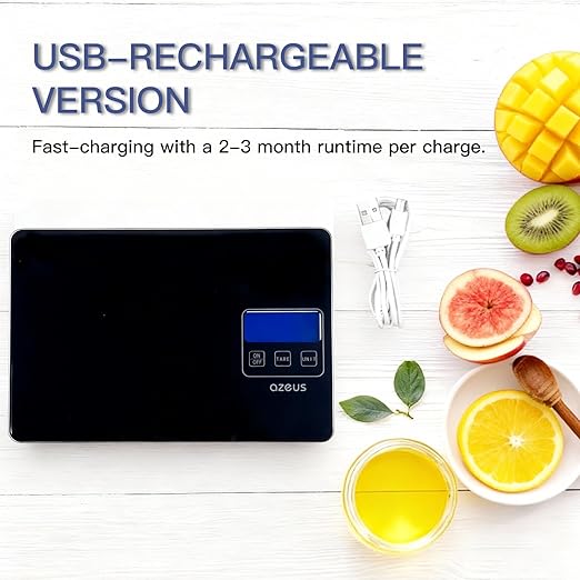 Food Scale with USB Rechargeable, Digital Kitchen Scale with 6 Units, High Precision to 0.04 oz /11lbs Capacity, Weight Range from 3g-5000g (Black)