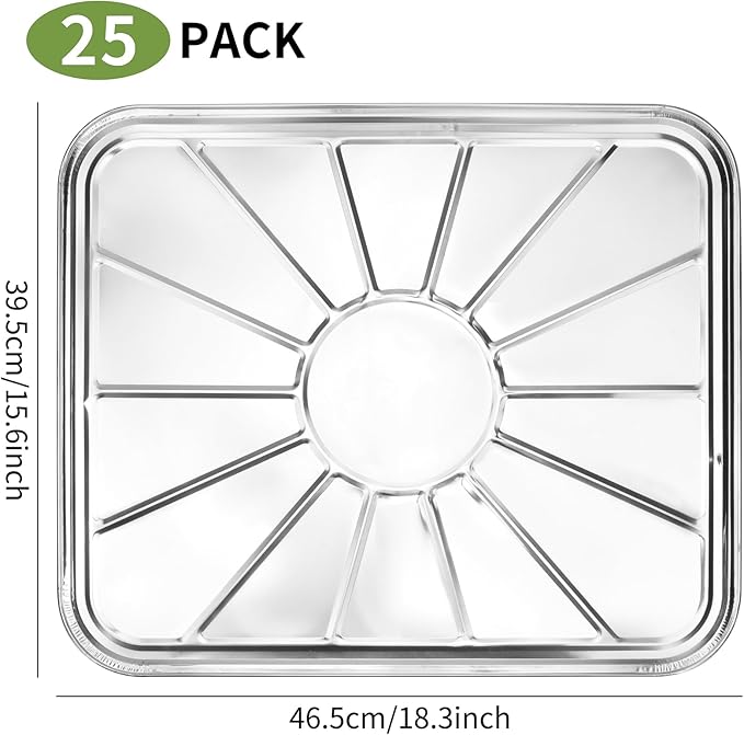 25 Pack Disposable Foil Oven Liners, 18.5 x 15.5 Inch Aluminum Foil Liners for Electric Oven & Gas Oven, Oven Drip Pan Tray for Baking, Roasting, Grilling & Cooking