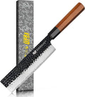 FINDKING Japanese Nakiri Knife 7 Inch, Vegetable Cleaver with High Carbon Steel Blade, Rosewood Octagonal Handle, for Vegetable Prep, Slicing, Chopping and Mincing, Dynasty Series