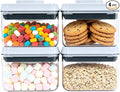 Pop Push Button Airtight Food Storage Containers 4 Pack (0.7Qt) | BPA-Free Stackable Square Canisters for Nuts, Candy, Spices, Pet Treats, Small Snacks
