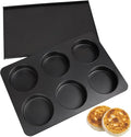 6 Cup Jumbo English Muffin Pan with Lid, Nonstick Straight Side Baking Pan, Hamburger Burger Bun Mold for Baking Egg Sandwich Frittata Cinnamon Roll Focaccia Quiche Pancake