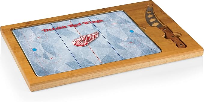 PICNIC TIME NHL unisex-adult NHL Icon Glass Top Cutting Board & Knife Set