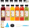 TOMNK 12pcs Juice Bottles, 16oz Reusable Plastic Juice Bottles with Caps and Labels, Funnel, Brush Beverage Containers for Juicing, Smoothies, Tea, Milk
