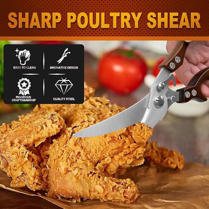 Kitchen Scissors, Poultry Shears Heavy Duty, Heavy Duty Kitchen Shears, Stainless Steel Poultry Scissors for Turkey, Chicken, Thanksgiving, Christmas Day