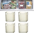 Crystal Clear Freezer Storage Bins, Stackable Fridge Organizer Bins with Handles, Clear Plastic Food Containers for Refrigerator and Pantry, Kitchen Organization for Meat & Veggies (Green*4, Small)