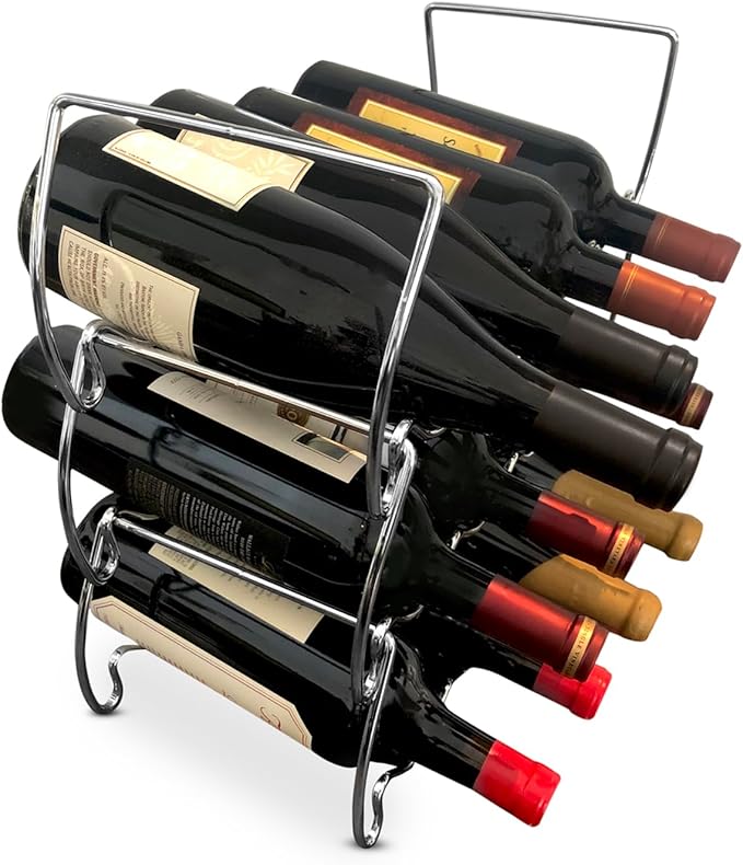 Lily's Home 12-Bottle Countertop Wine Rack-Freestanding Kitchen or Bar Storage Holder, Space-Saving Cabinet Organizer
