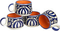 Servo Best Handmade Cermaic Tea Cup Set of 4-5 Oz Small Cups for Espresso, Cappuccino, Tea, Chai – Dishwasher & Microwave Safe – Gift Set for Coffee Lovers, Kitchen, Home, Office - Blue Mughal Art