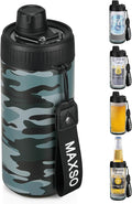 MAXSO Sealed Can Cooler Fizz Lid Can Cover for 12 oz Regular, Slim Skinny Cans & As Thermal Bottle, 4-in-1 Insulated Vacuum Stainless Steel Carbonated Cold Drink Holder - Camouflage