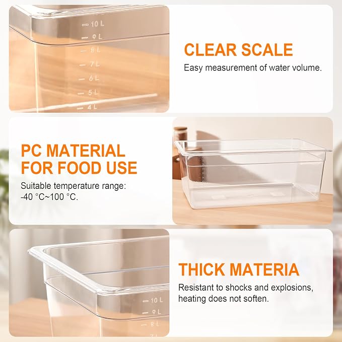 HOMENOTE Sous Vide Container 26 Quart With Lid,BPA Free Complete Accessories For Anova and Most Sous Vide Cookers,Anova Container Kit