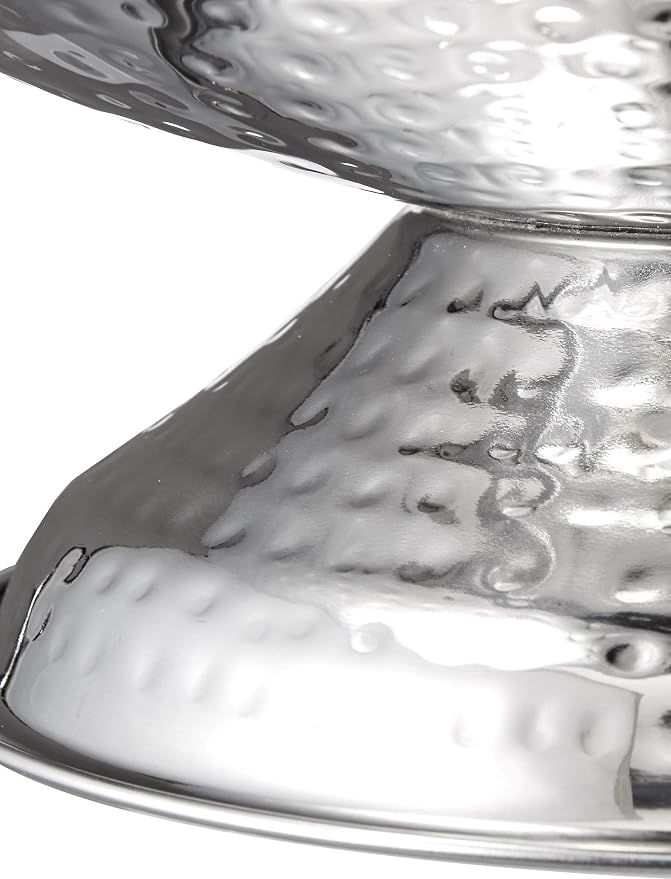 Elegance Stainless Steel Hammered Double-Walled Insulated Punch Bowl 17 Inch | 3 Gallon Footed Beverage Tub for Wine, Champagne for Parties, Weddings & Events