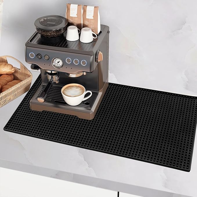 2 Pack Large Bar Mats for Countertop 12X24'', Thicker Rubber Coffee Bar Mat, Dish Drying Mat, Kitchen Mat for Countertop, Non-slip and Easy to Clean