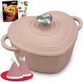 Overmont Heart-Shaped Enameled Cast Iron Dutch Oven, 2QT Pink Mini Pot with Lid for Cozy Meals, Soups & Small Batch Baking, Cute Kitchen Cookware Gift for Wedding, Housewarming & Birthday