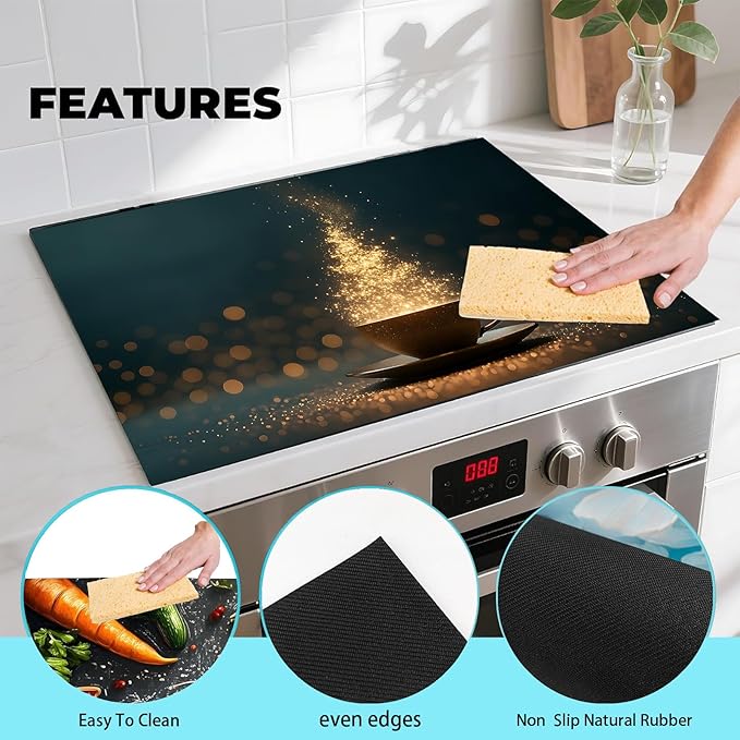 Stove Top Covers for Electric Stove, Heat-Resistant Glass Stove Top Cover Protector, Induction Cooktop Protector Mat for Kitchen 28.3 x 20.5 inches (Coffee Cup)