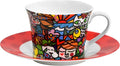 Britto Romero Bone China Coffee & Tea Cup with Saucer Plate, 6.7 oz, Nature in Harmony