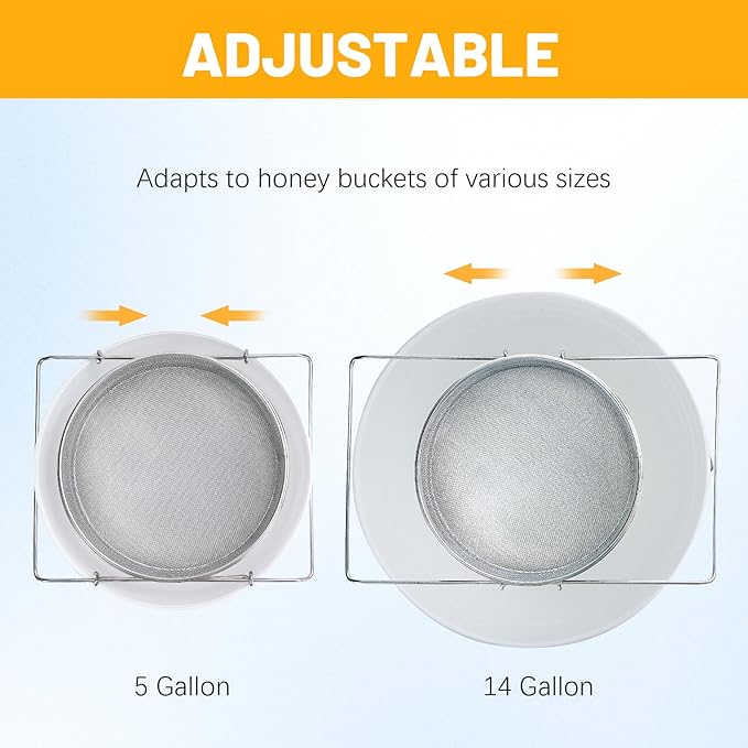 BeeTech Stainless Steel Honey Strainer Double Sieve, Beekeeping Extractor Equipment Mesh Filter for Beekeepers Honey Extraction