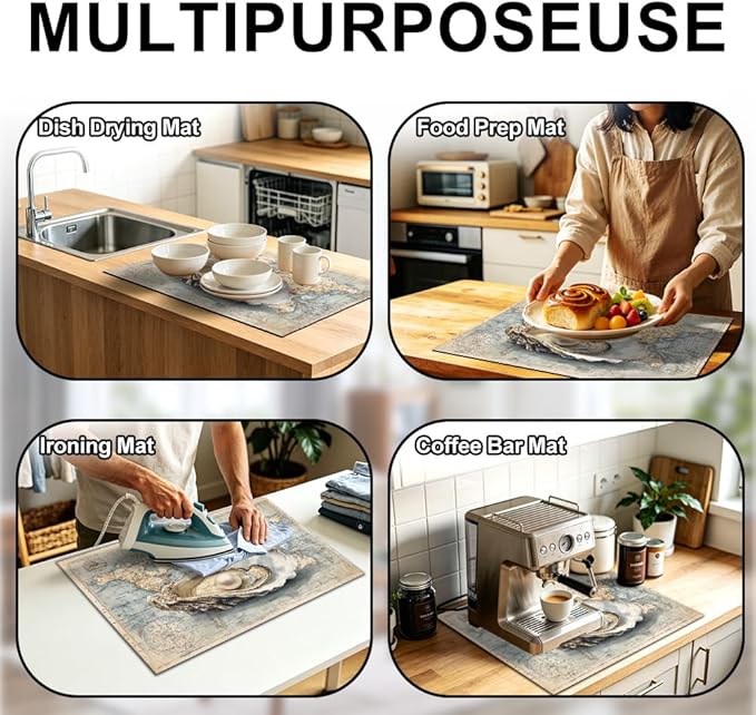 Stove Top Cover for Electric Stove 28.4 x 20.5 Inch Non Slip Stove Mat Oil Proof World Map Oyster Glass Cooktop Protector Kitchen Mat