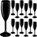Maxcheck 12 Pcs Champagne Flutes Bulk Acrylic Toasting Drinking Flute Unbreakable Goblet Champagne Cups 6 oz Plastic Wine Glasses for Mother's Day Wedding Bridal Shower Anniversary Party (Black)