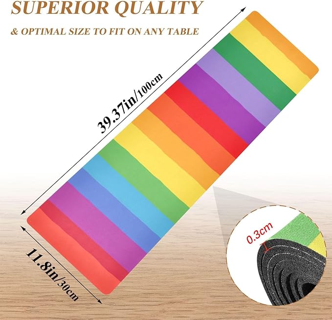 2 in 1 Table Runner Trivet for Hot Pots and Pans Heat Resistant Non Slip Waterproof 39 x 12 Inch Decorative Table Protector for Kitchen Countertop Vibrant Colorful Stripes