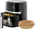 MegaChef 4 Quart Digital LED Display Electric Air Fryer with Transparent Window in Black and Bonus 125 Piece Paper Liners