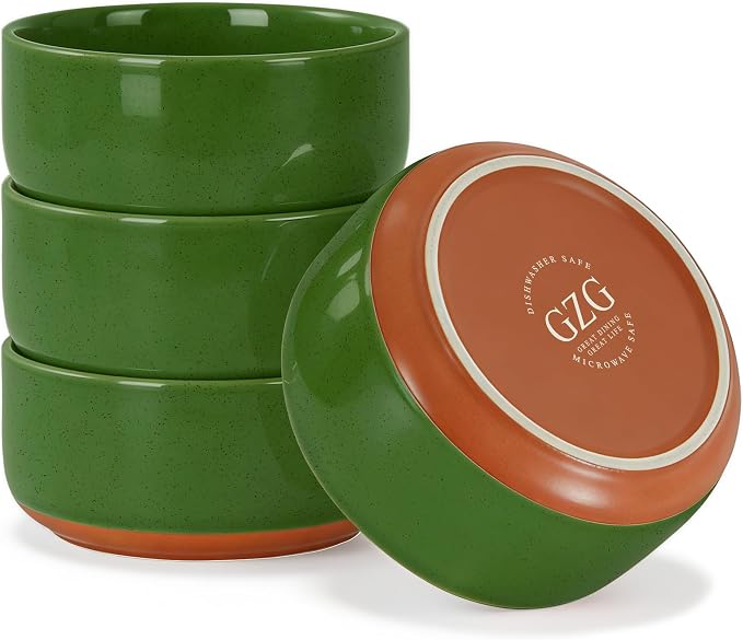 GZG 6 Inch Ceramic Cereal Bowls Set of 4, 28oz Large Soup Salad Pasta Bowls, Porcelain Oatmeal Bowl for Kitchen, Microwave & Dishwasher Safe