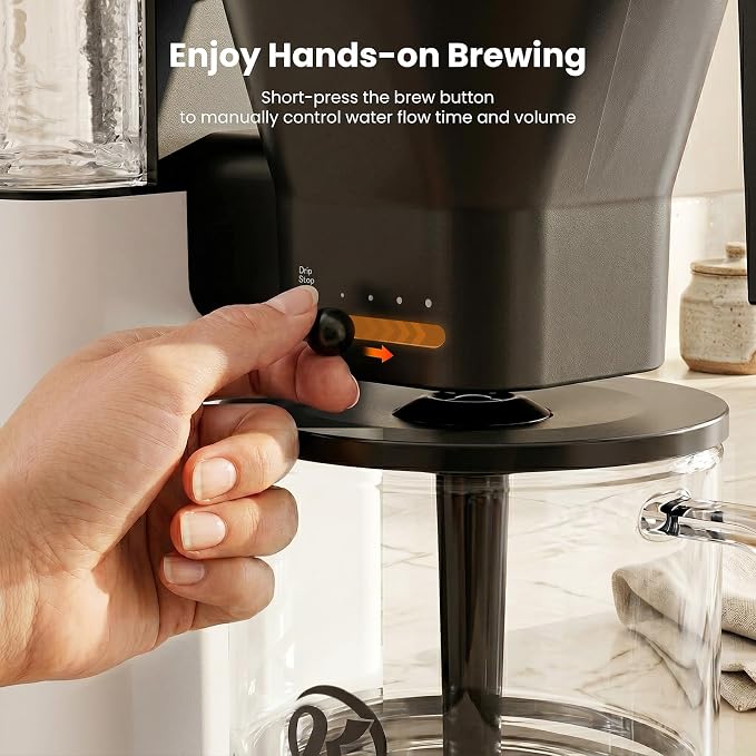 Kismile 8-Cup Coffee Maker, SCA Certified Hot & Cold Brew Coffee Machine, 6-Min Quick Brew, Magnetic Anti-Drip, Adjustable Flow Control, Keep Warm, Dishwasher Safe, DIY Manual Mode, Pearl White