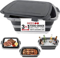BBQ Prep Tub 3-IN-1 Large 30L Collapsible Cutting Board with Locking Lid for Meal Prep Marinating Food, Camping Sink with Colander, Dish Basin, Storage Blanket for Camping Picnic BBQ, Black