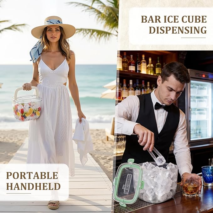 2 Pcs 5l Ice Storage Bin for Freezer with Lid for Clear Ices Bucket Refrigerator Containers for Beverage Beers Party Outdoor Camping Portable