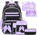 DIGOBAY Girls Backpack - Kids Bento Box Set with Insulated Lunch Bag, Cutlery and Pencil Case, 6 Leak-Proof Compartments, Removable Tray for Girls Teens School Picnic