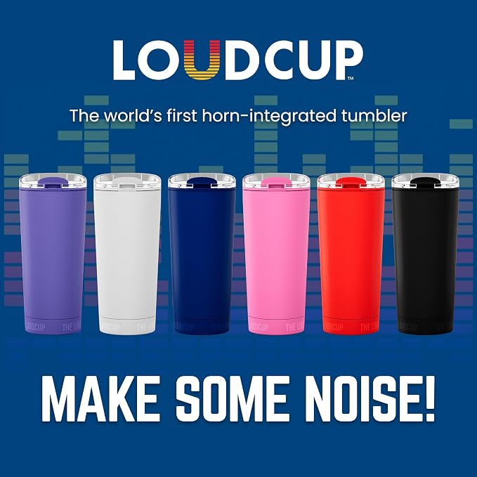 The LoudCup Blow Horn Tumbler, Cheer & Sip 2-in-1 Reusable Water Bottle with Built-In Horn for Sports Games, Tailgates, Parties & Events, BPA-Free, 16 oz, That Mom (Pink Bow)