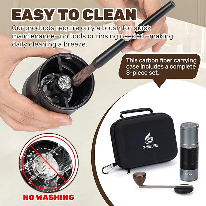 Electric Coffee Grinder Dual-Mode Electric and Manual Grinding 7-Speed Precision Grinding Portable Coffee Bean Grinder Suitable for Espresso, French Press, and Drip Coffee