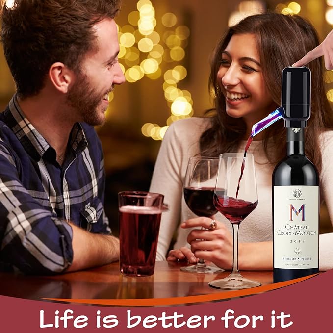 BLUBYEES Electric Wine Aerator Pourer,Portable One-Button Wine Dispenser Machine and Wine Decanter Multi-Smart Automatic Filter Wine Pourer for Red Wine,Best Wine Gifts for Women and Wine Lovers