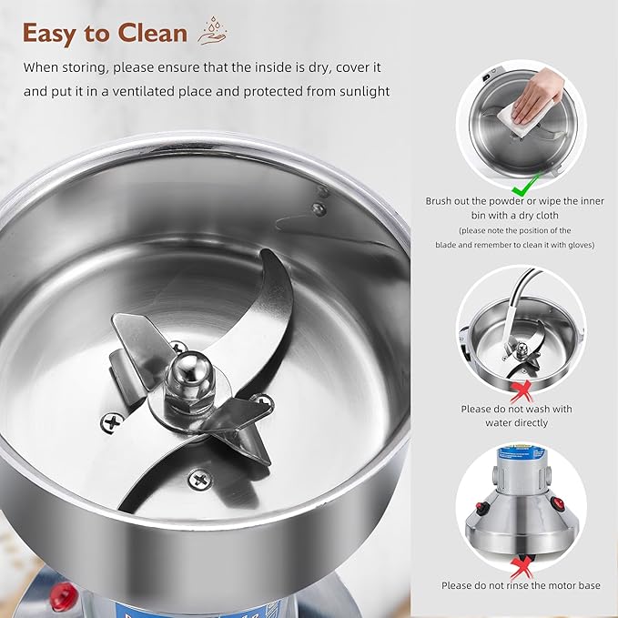 MAGIC MASTER 400g Grain Mill Grinder Electric,High Speed 1650W Commercial Safety Stainless Steel Dry Spice Grinder Machine For Flour Wheat Nut Corn Rice Pepper Herbs Coffee Beans,Upright,110V