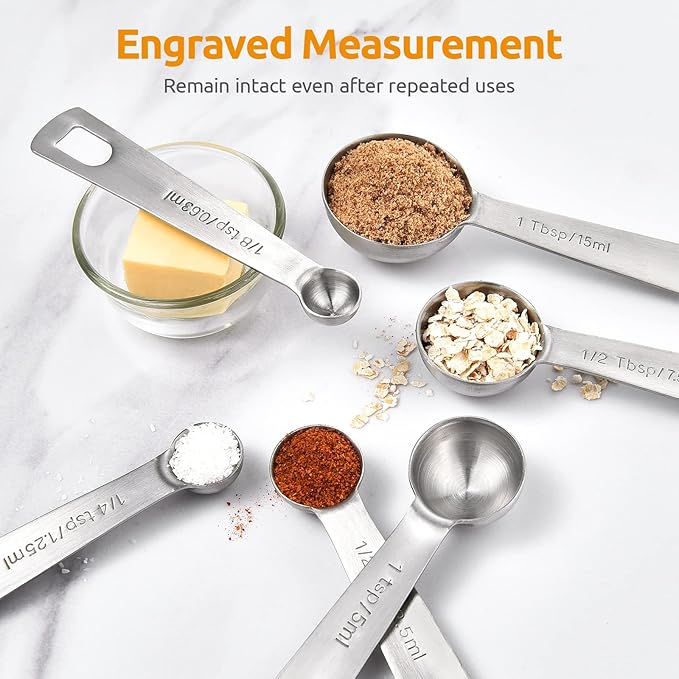 U-Taste 18/8 Stainless Steel Measuring Spoons Set for Dry and Liquid Ingredients(Set of 7), and Upgraded Measuring Cups and Spoons Set of 10 with Reinforced Welded Handle (Color)