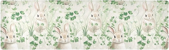 Grey Rabbit Clover Trivet Table Runner Heat Resistant 230F for Hot Dishes Pots Plates Kitchen Dining Table Protector Decorative 39.37 X 11.8 Inch