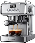 SHARDOR 20 Bar Espresso Machine for Home, Espresso Coffee Maker with Temp Display, Expresso Machine with Steam Milk Frother for Latte & Cappuccino, 60oz Water Reservoir, Stainless Steel, 1350W