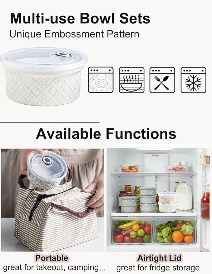 16 oz Creme Brulee Ramekins Oven Safe, Small Souffle Ramekin with lid, Mini Porcelain Ramekins Set with Covers, Small Ceramic Baking Dish Set of 4