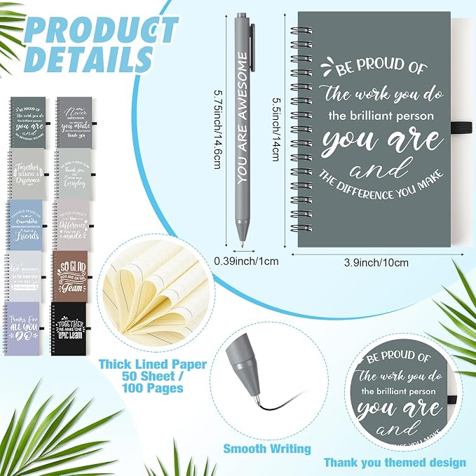 Teenyyou 135 Pcs Employee Appreciation Gift Set, 16oz Tumbler with Lid Notebook Pen Bulk Thank You Gift Holiday Party Favor for Teachers Office Coworker Teacher Staff Team (Dark Color,Classic Style)